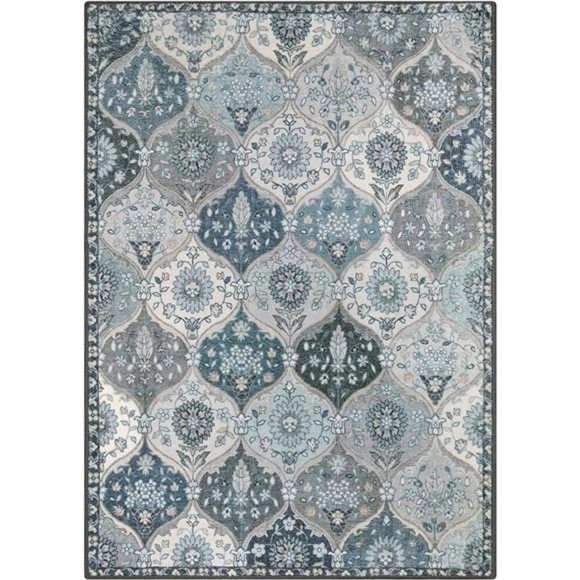 Moroccan Machine Washable Rug - 5x7 Area Rug Non-Slip Trellis Rug Ultra-Thin Rug